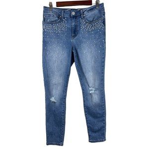 Seven7 Seven Jeans Mid Rise Skinny Pearl Embellishment Jeans Women's Size 10